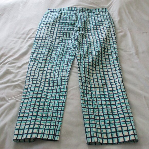 KATE SPADE Teal Abstract Block Pattern Mindy Pants - Picture 1 of 6